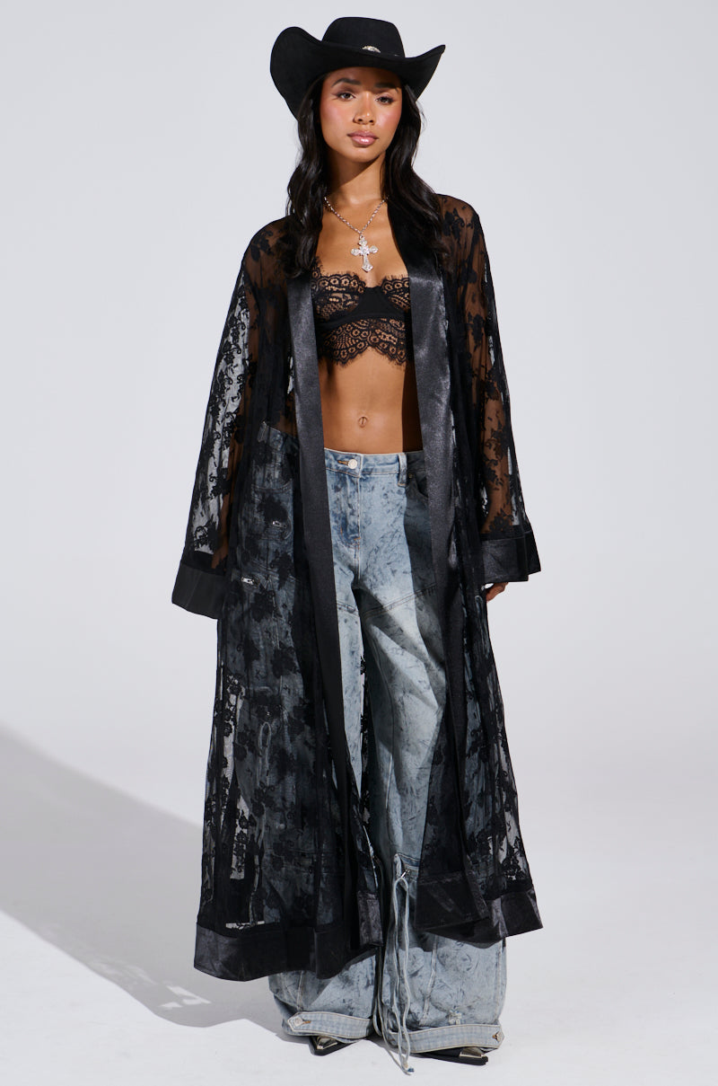 BORA BORA LACE DUSTER IN BLACK