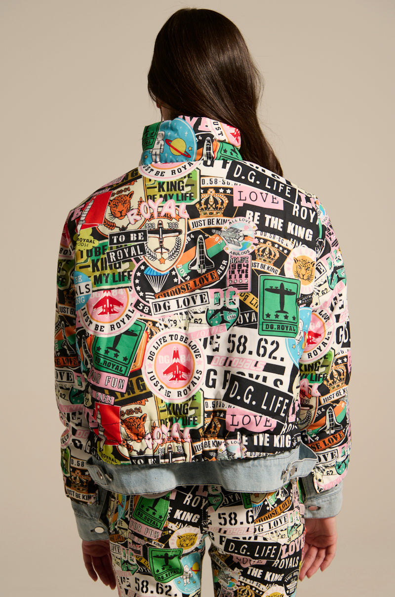 GREEN LIGHT LAYERED GRAPHIC BOMBER