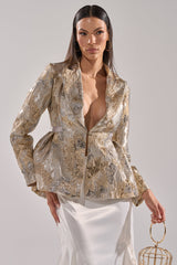 CANARY PEPLUM BLAZER IN CHAMPAGNE