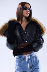 KICKBACK FUR TRIM BOMBER