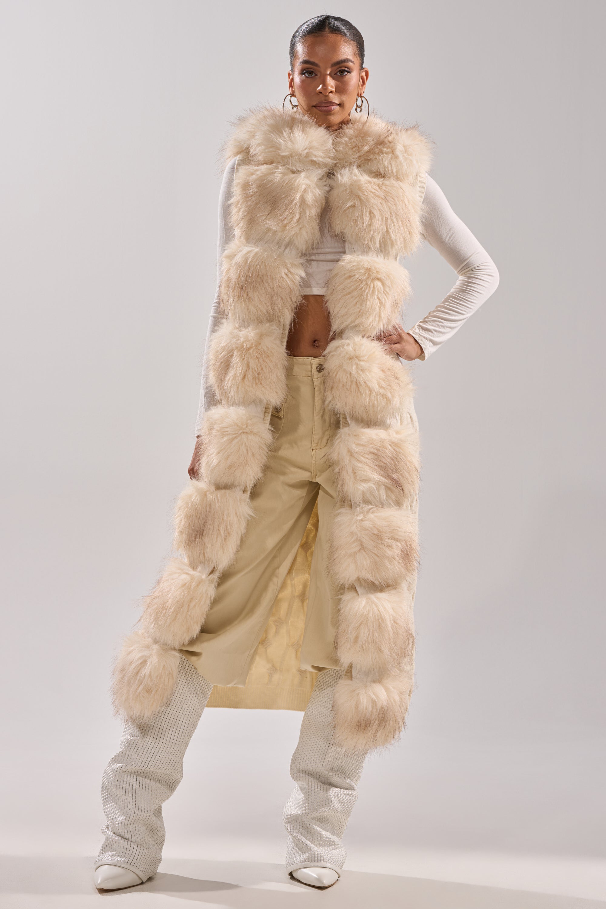 LUXURIOUS FAUX FUR HOODED VEST