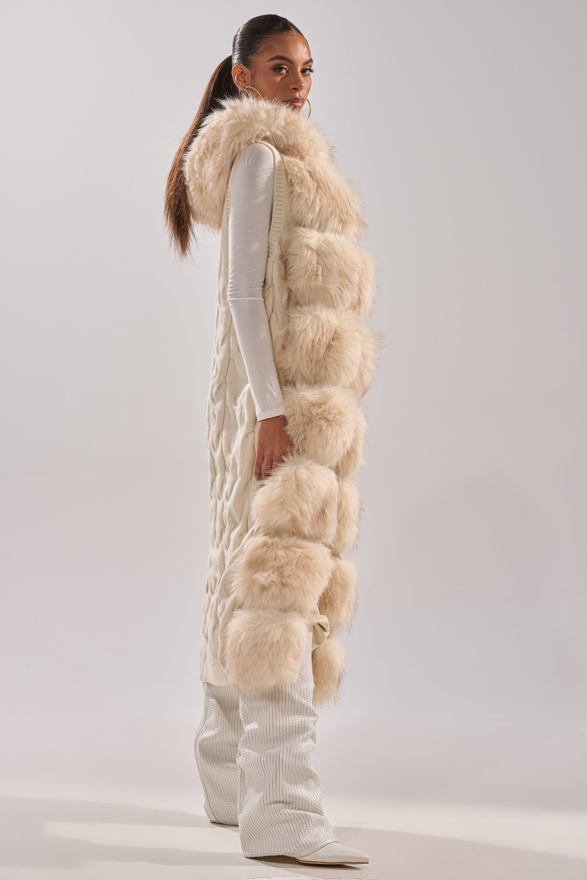 LUXURIOUS FAUX FUR HOODED VEST
