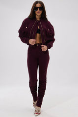 LYNX STACKED TROUSER IN BURGUNDY