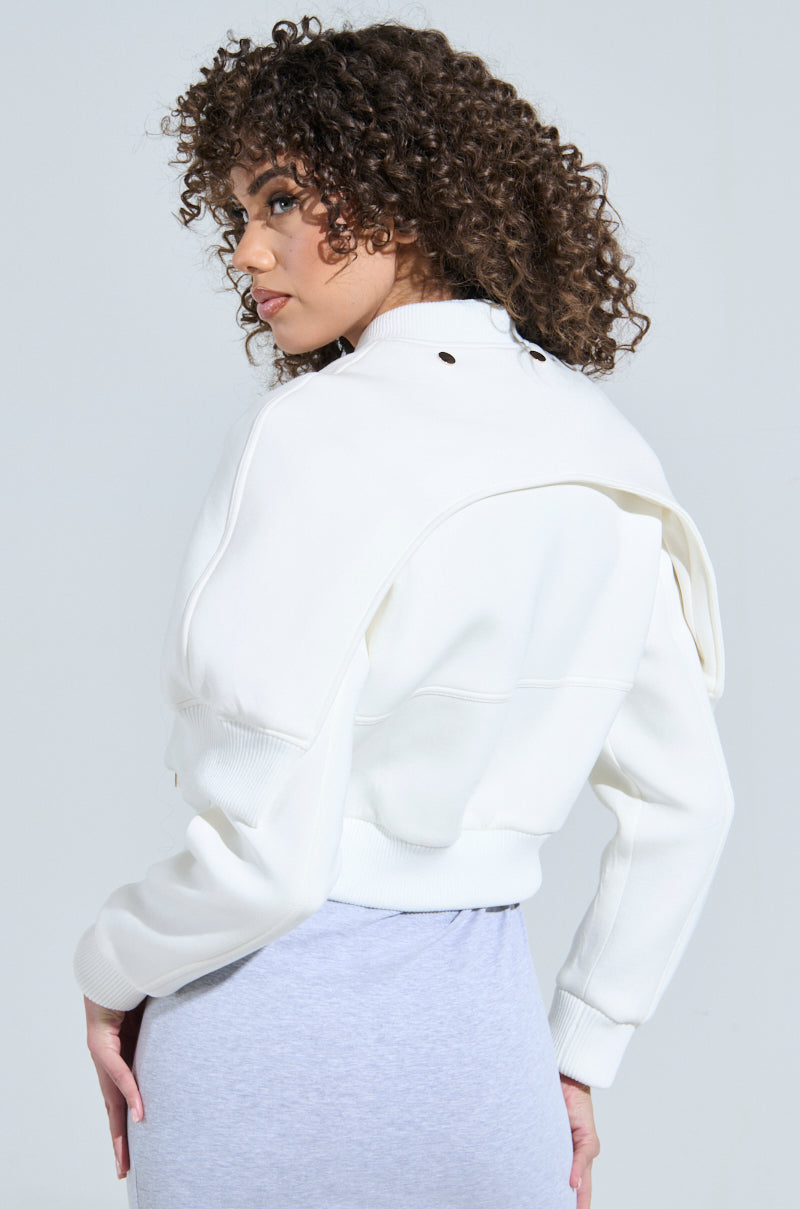 LYNX LAYERED BOMBER JACKET IN IVORY