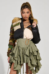 BENDITA CROPPED PATCHWORK PUFFER