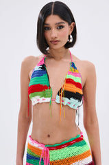MULTI COLORED HEART CROCHET BRA TOP