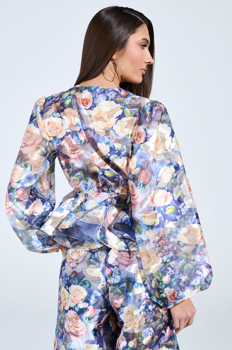 EXALTED FLORAL TIE FRONT BLOUSE