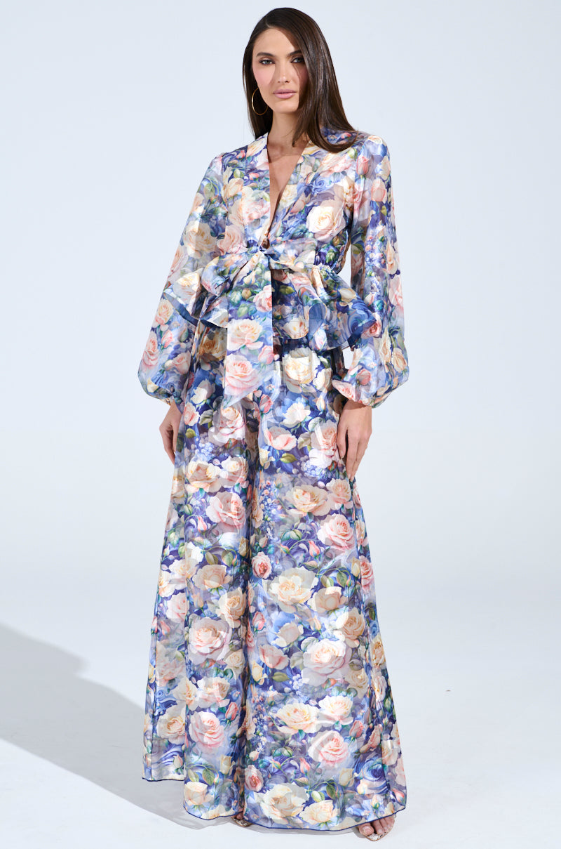 EXALTED FLORAL TIE FRONT BLOUSE