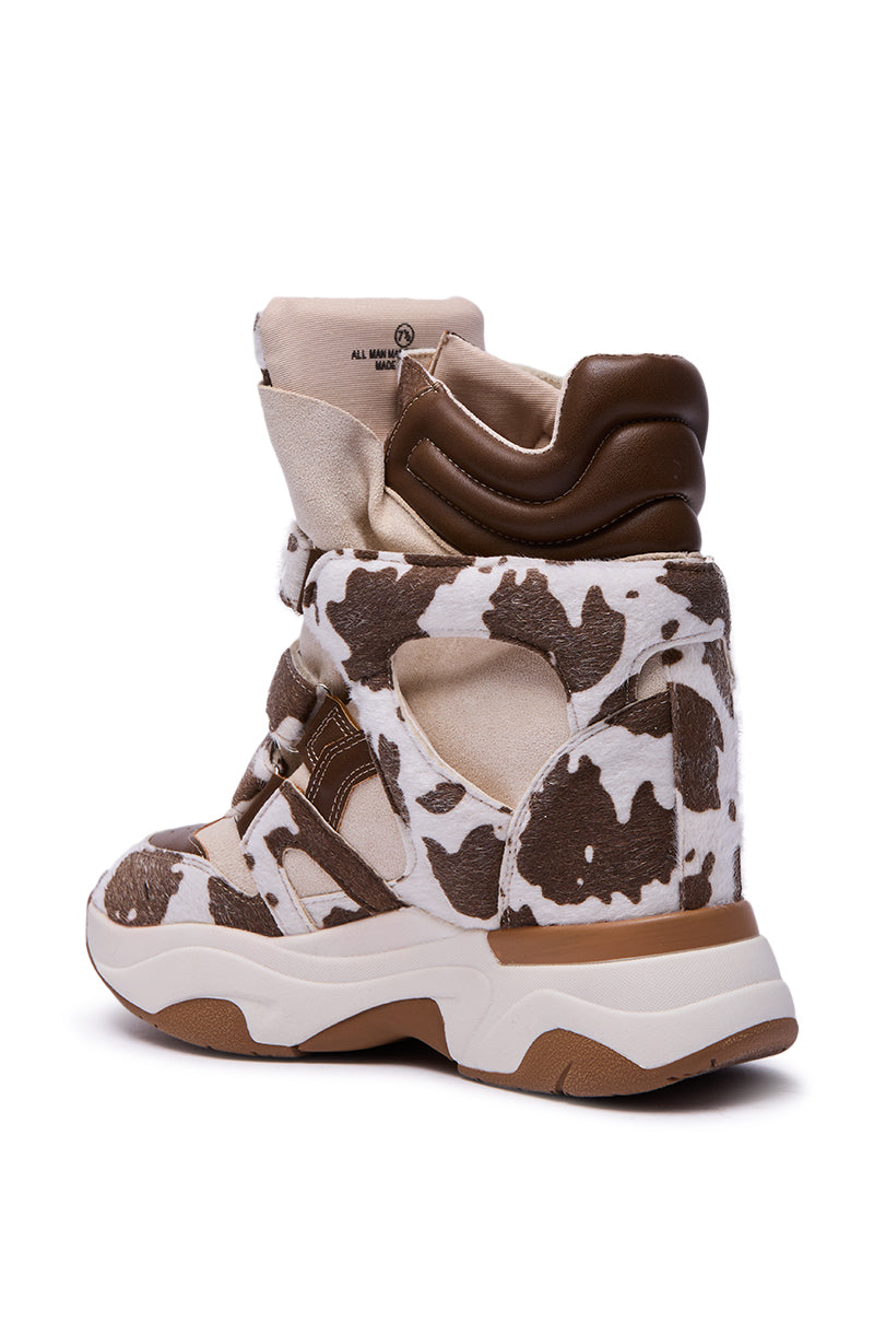 MARANTO COW COLOR BLOCKED WEDGE SNEAKER