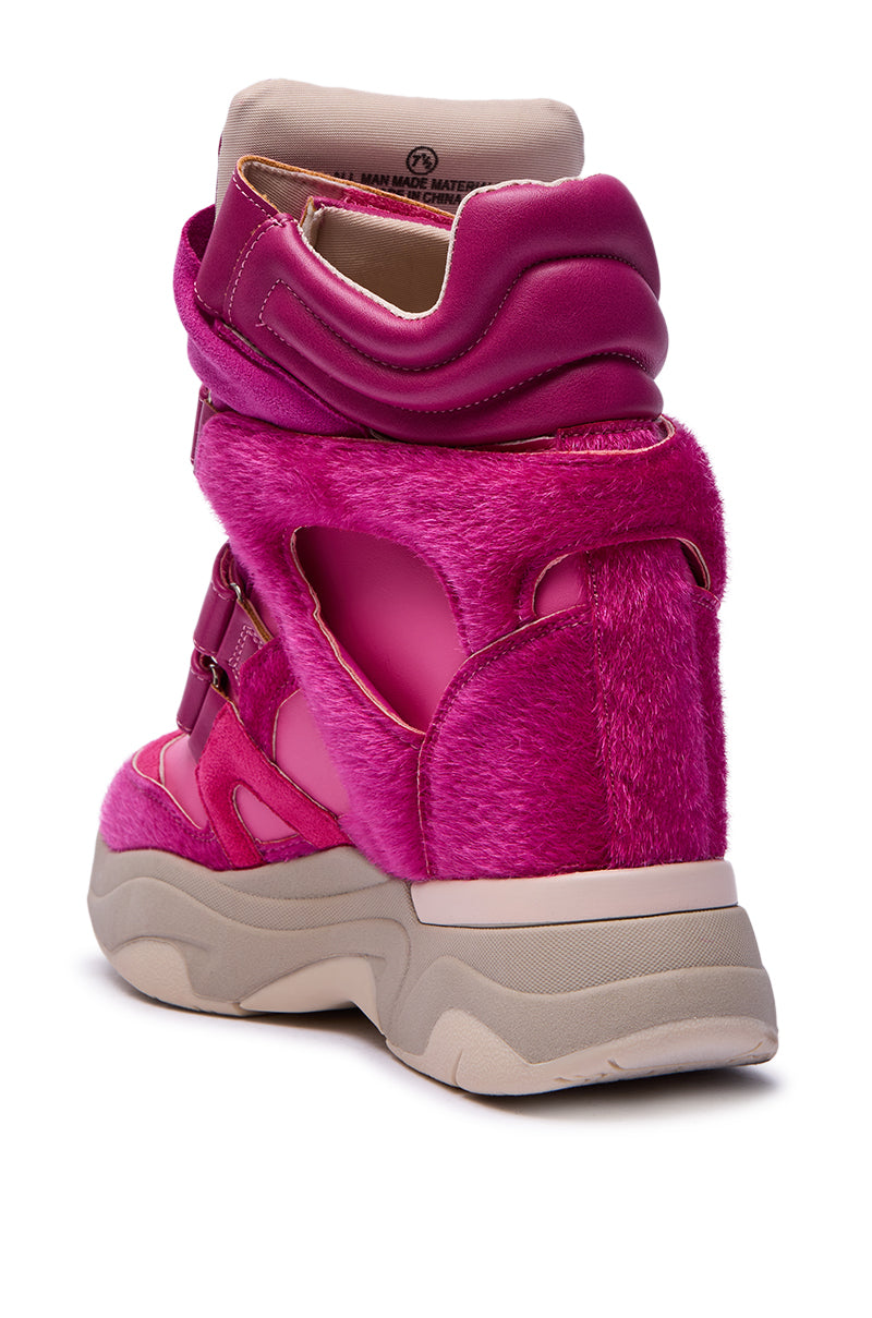 MARANTO FUCHSIA COLOR BLOCKED WEDGE SNEAKER