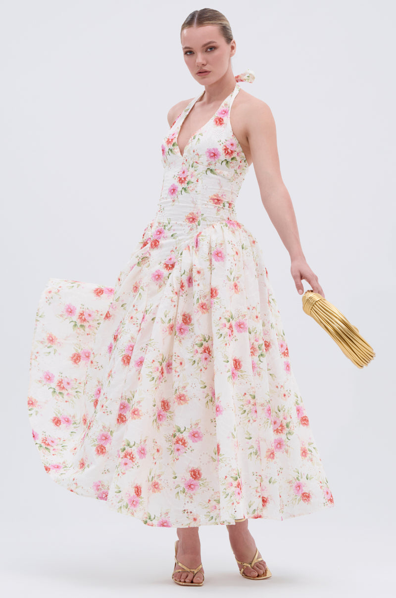 KEEP IT MOVING ON FLORAL MAXI DRESS