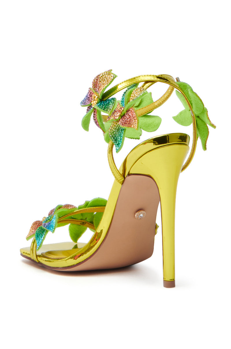AZALEA WANG NERIYA MULTI RHINESTONE FLOWER STILETTO SANDAL