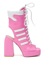 AZALEA WANG PAMINA PINK OPEN TOE SPORTY BOOTIE