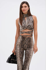 LOVE ME HARDER MOCKNECK SNAKE BLOUSE