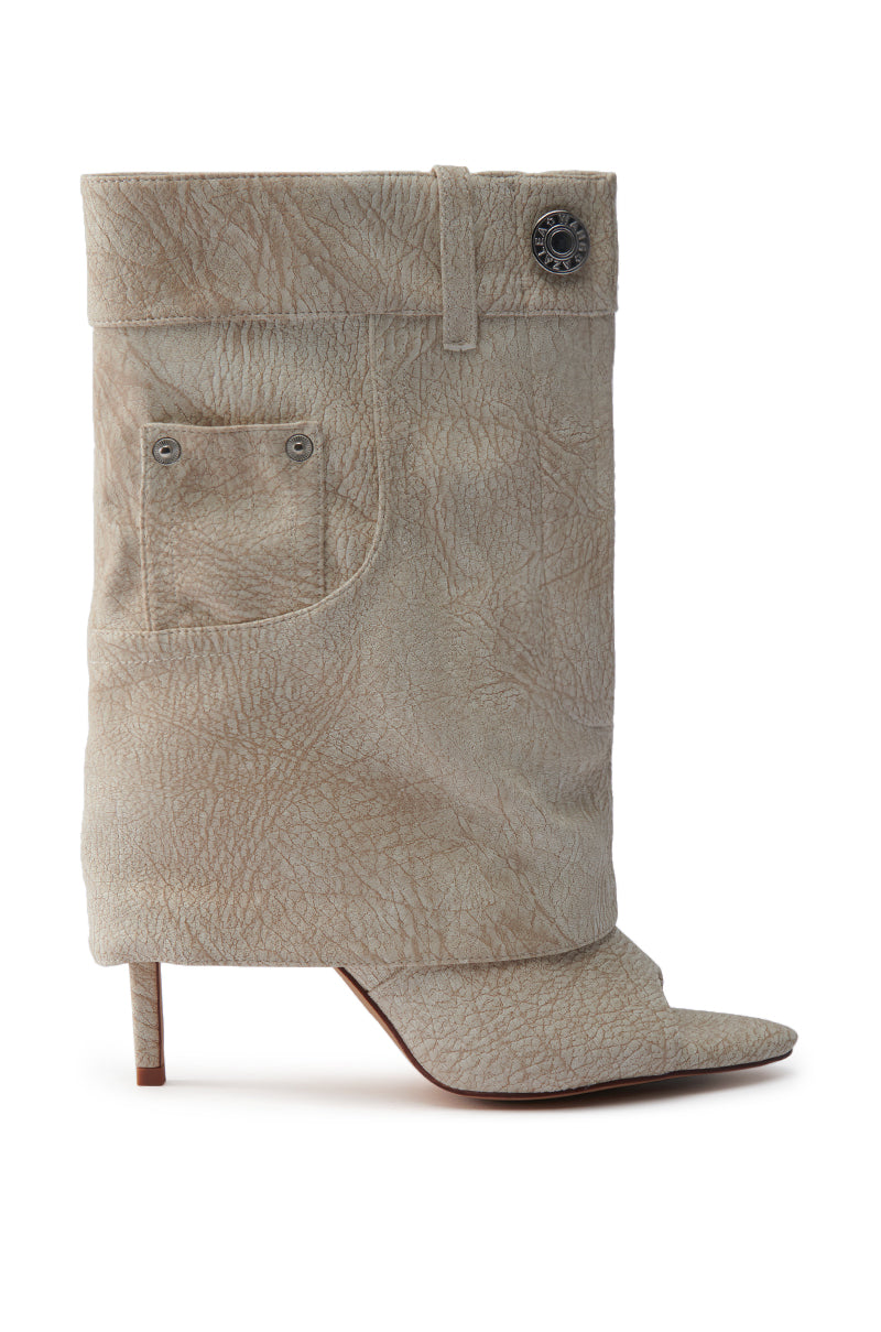 AZALEA WANG REEVES NEW OPEN TOE PU BOOTIE IN BONE