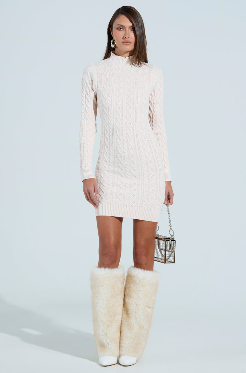 FASHIONABLY LATE CABLEKNIT MINI DRESS