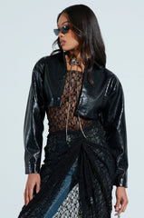 NATALIA CROCODILE PU BUTTON DOWN SHIRT