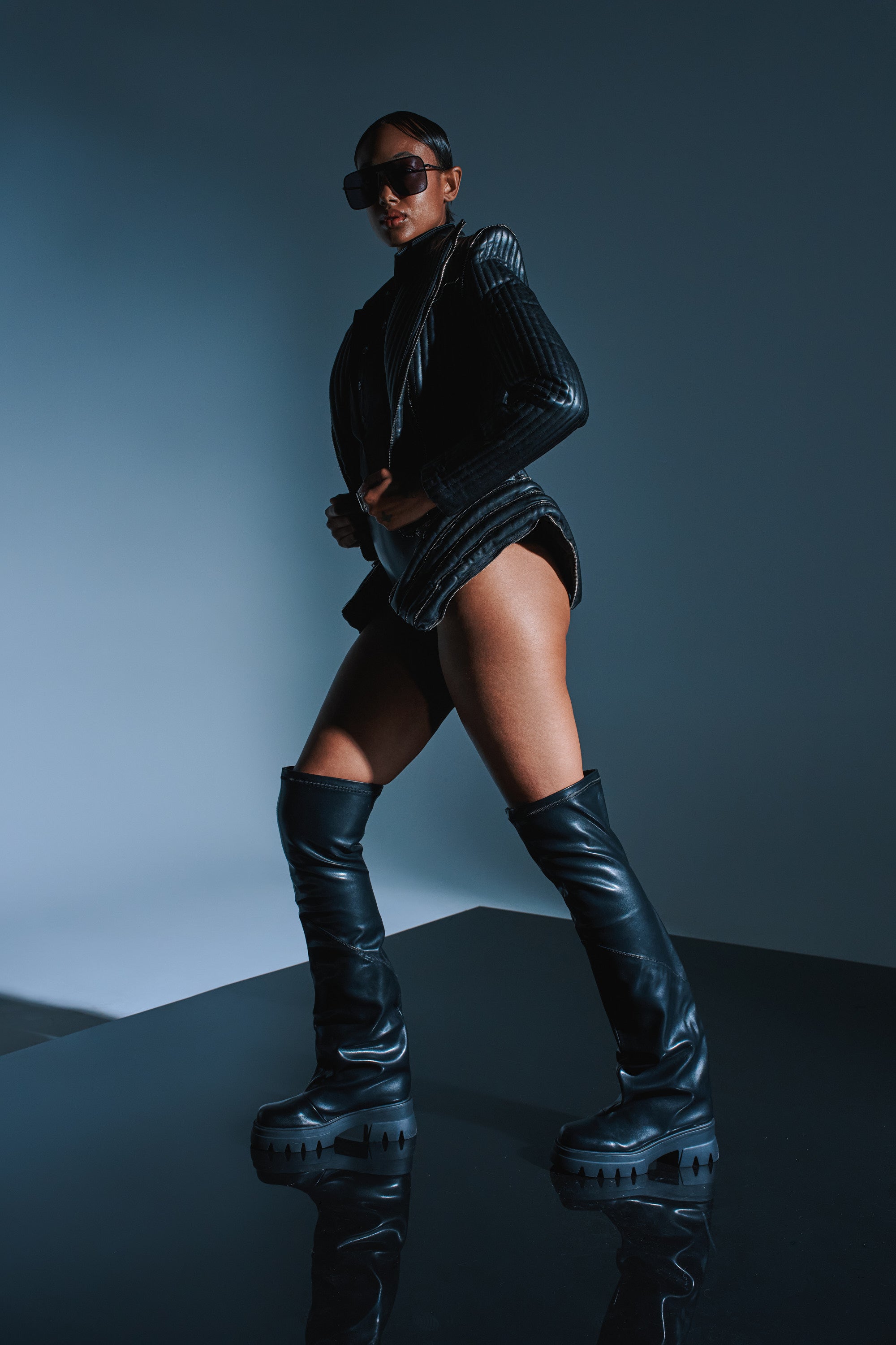 AZALEA WANG RONAN BLACK SLOUCH BOOT