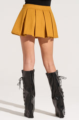OUT OF OUR HEAD WOOL MINI SKIRT IN MUSTARD