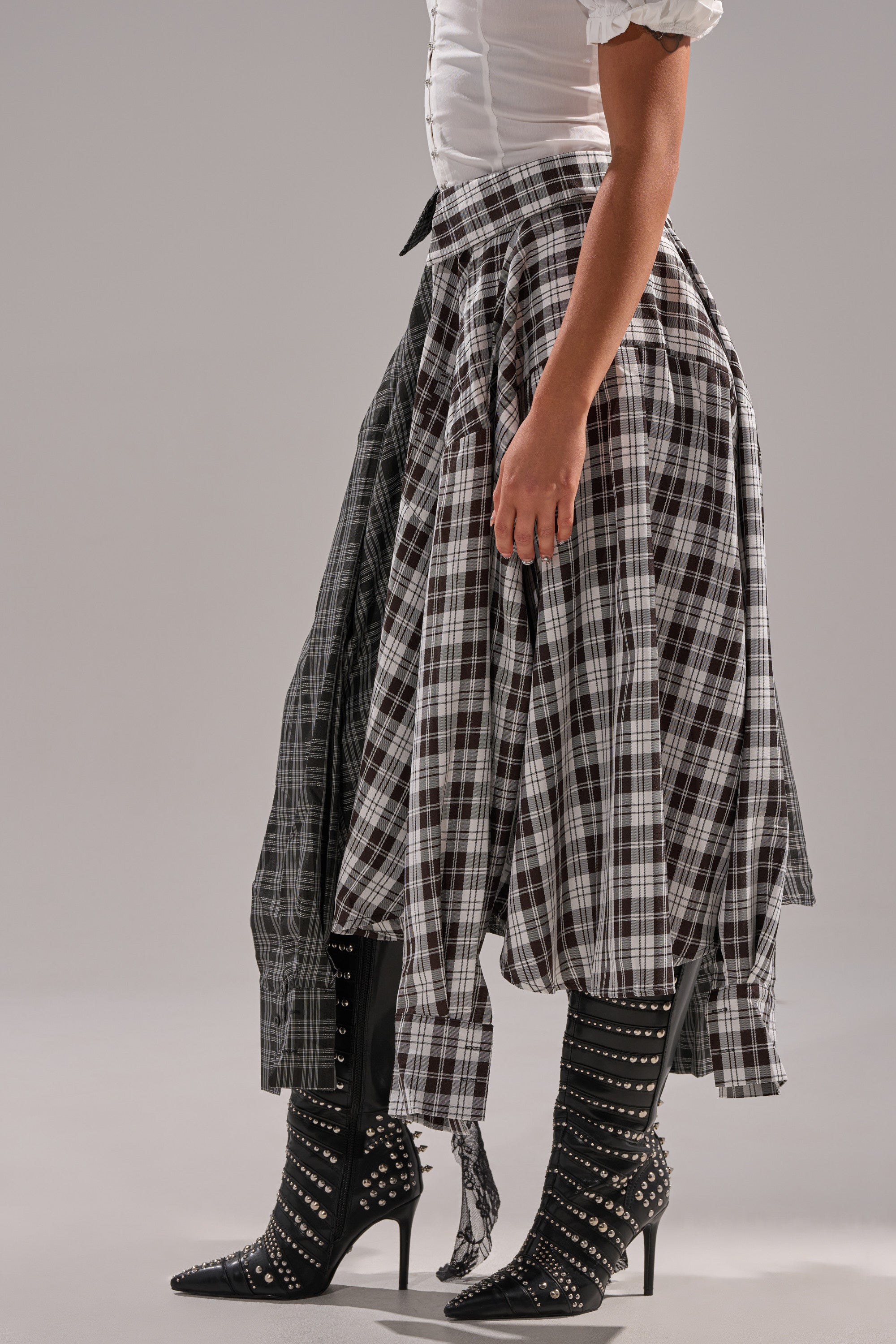 FALL VIBES PLAID MIDI SKIRT