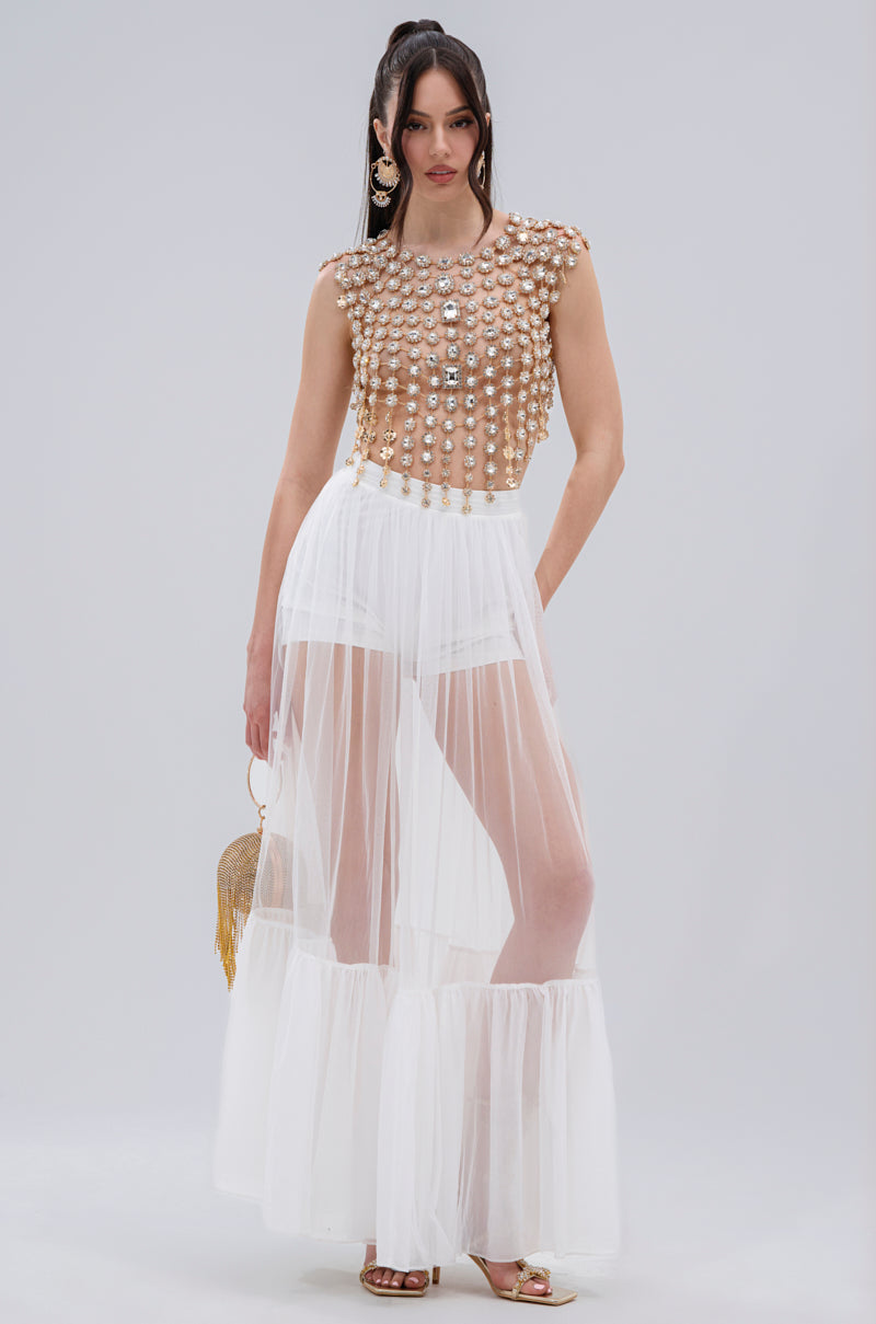 BEJEWELED GOLD SLEEVELESS TOP