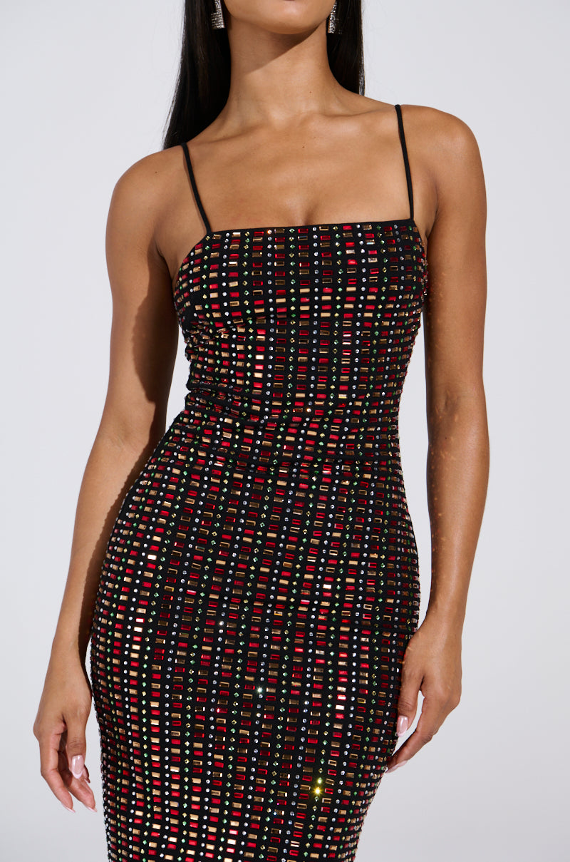 RENEE RHINESTONE MIDI DRESS