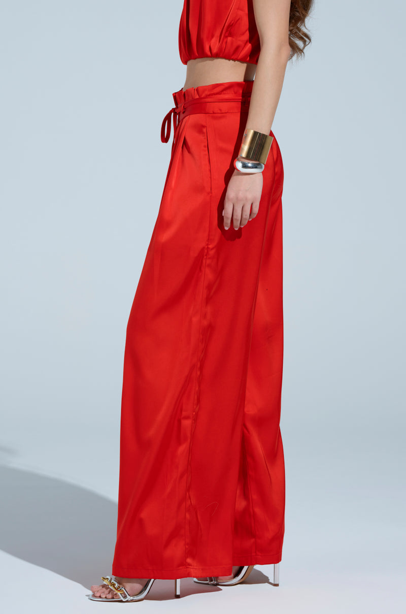 MEREDITH BLAKE SATIN WIDE LEG PANT