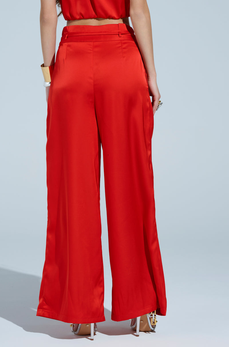 MEREDITH BLAKE SATIN WIDE LEG PANT