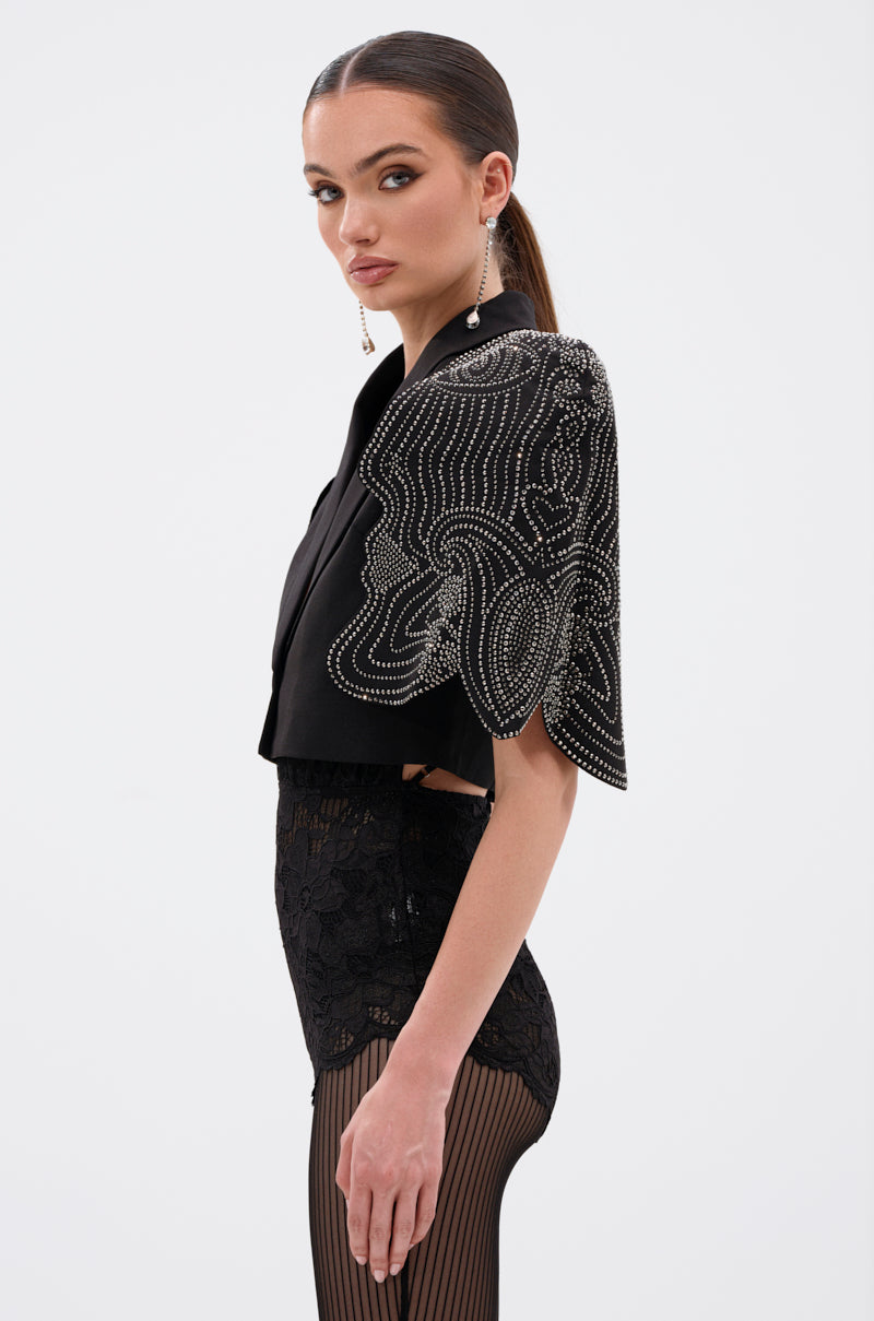 JUST WATCH EMBELLISHED CAPE