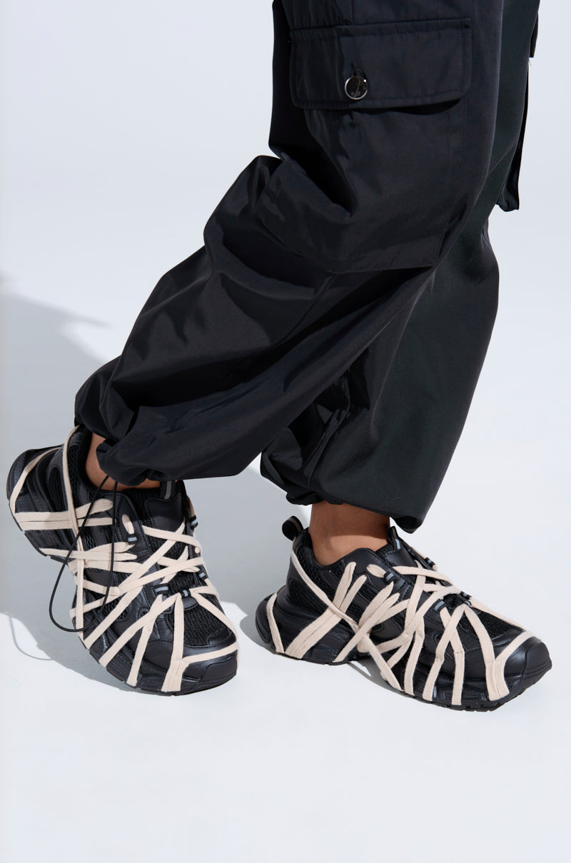 AZALEA WANG SELIE BLACK LACE UP SNEAKER