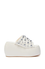 AZALEA WANG SERGO BONE EMBELLISHED CHUNKY SANDAL