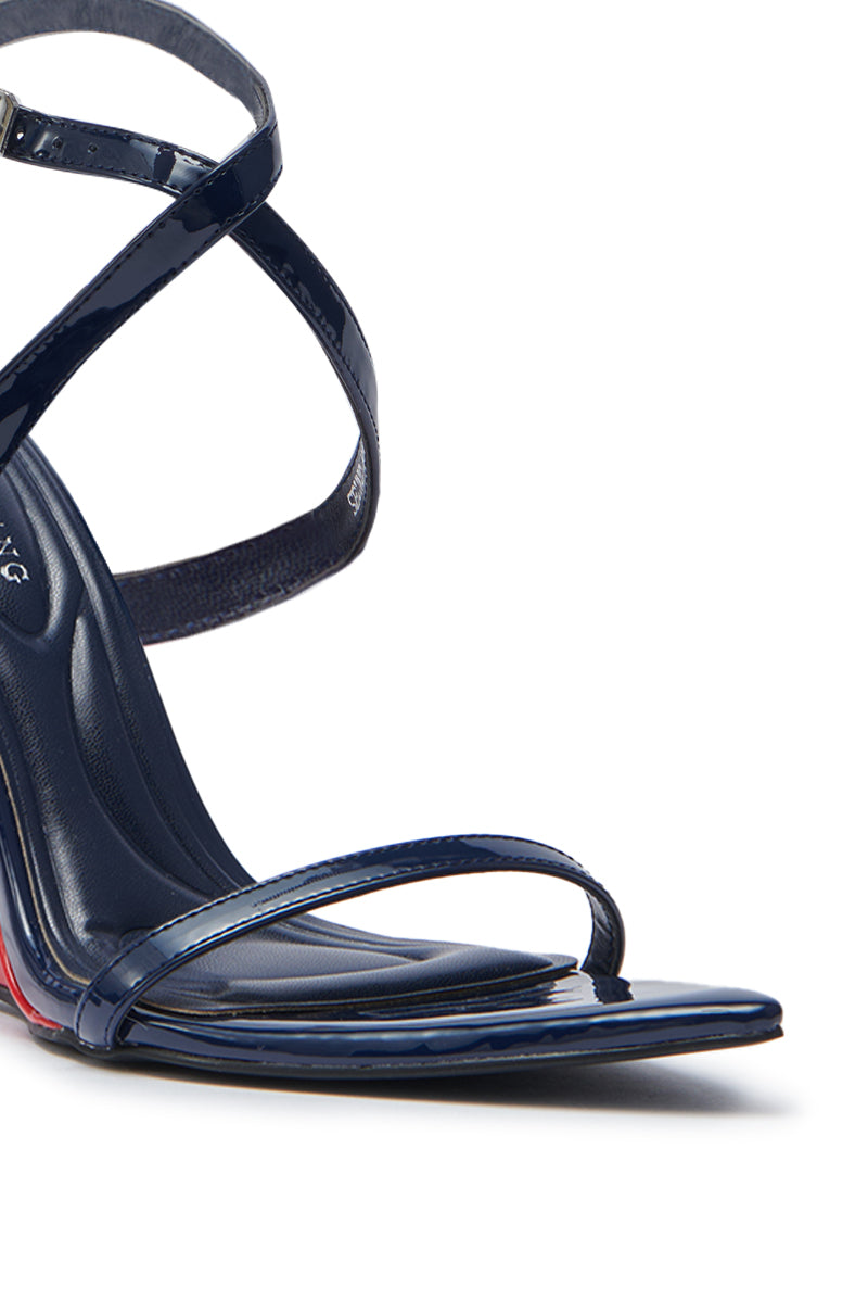 AZALEA WANG SEUNG NAVY MULTI RED WEDGE HEEL SANDAL