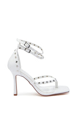 AZALEA WANG SHUGAMONK WHITE METAL EMBELLISHED THONG SANDAL