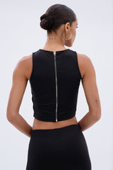GROMMET DETAIL RUCHED TANK TOP
