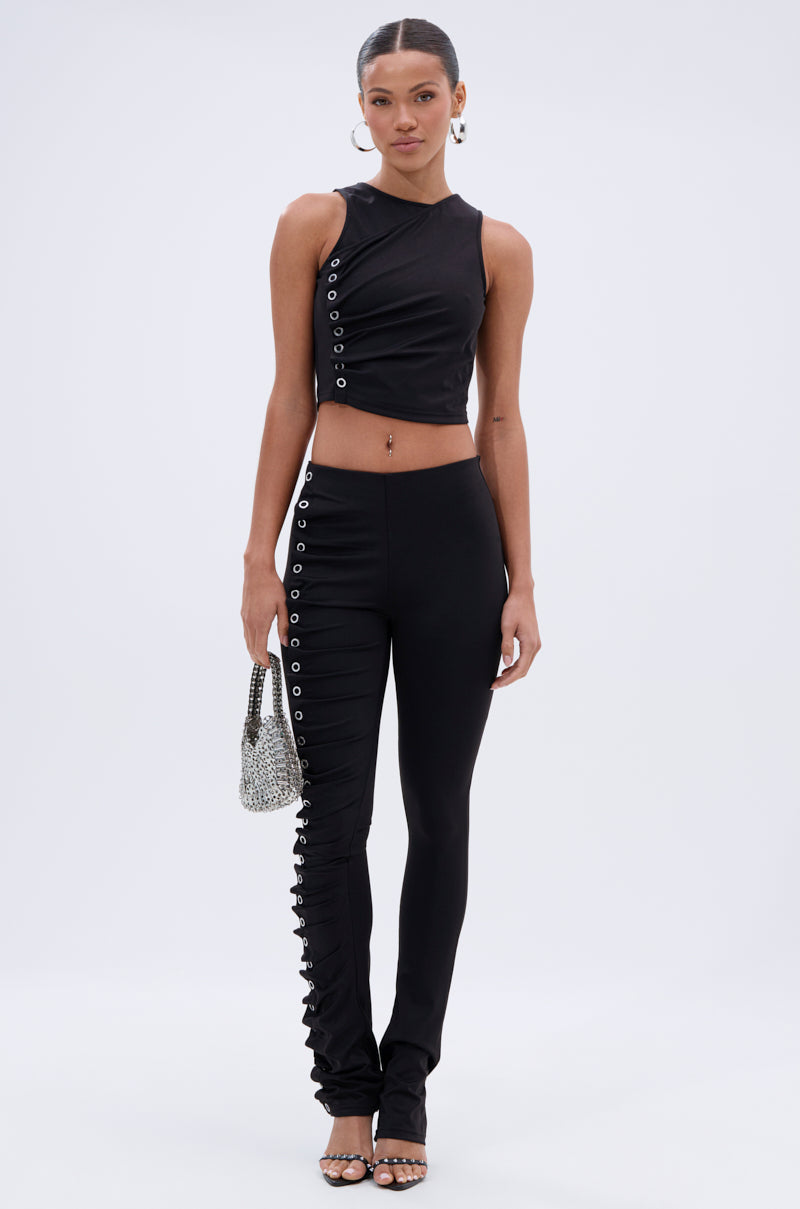 GROMMET DETAIL RUCHED PANT