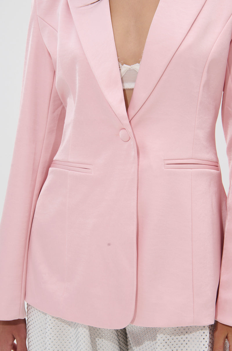 DON'T MAKE ME BLUSH SATIN BLAZER