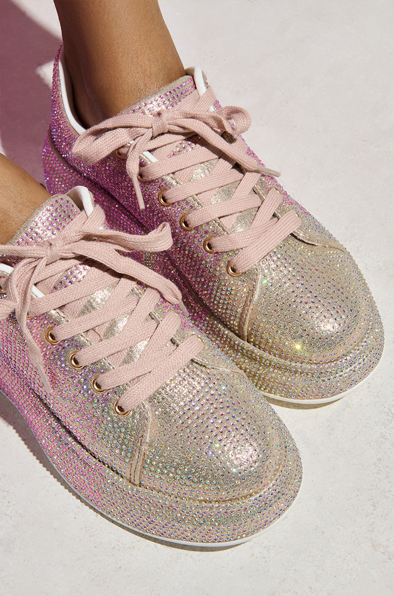 AZALEA WANG TANGY PINK OMBRE RHINESTONE SNEAKER