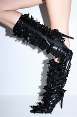 AZALEA WANG TELMO BLACK BOW EMBELLISHED BOOTIE