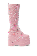 KOI FOOTWEAR THE DREAMSCAPE NOVELTY PINK FLATFORM BOOT
