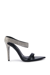 AZALEA WANG TYSSEN BLACK EMBELLISHED STILETTO SANDAL