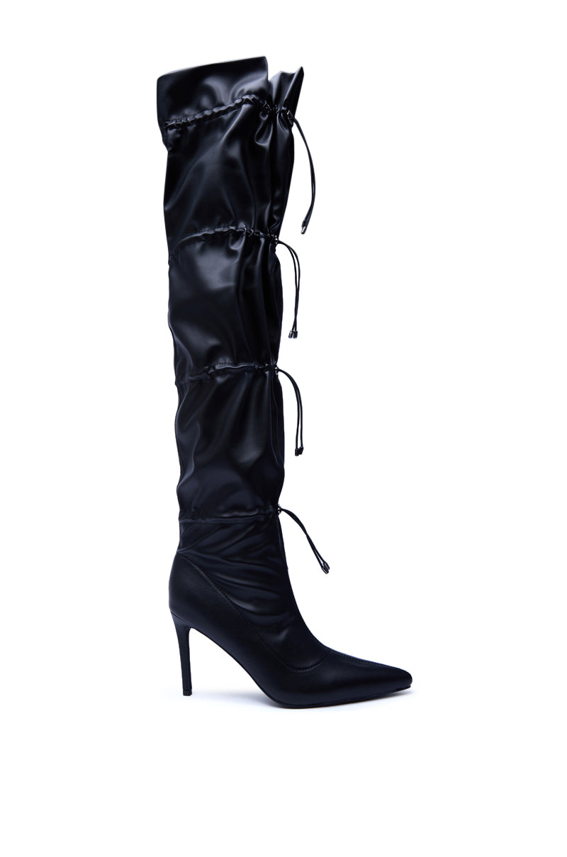 AZALEA WANG ULVI BLACK CINCHED STILETTO BOOT