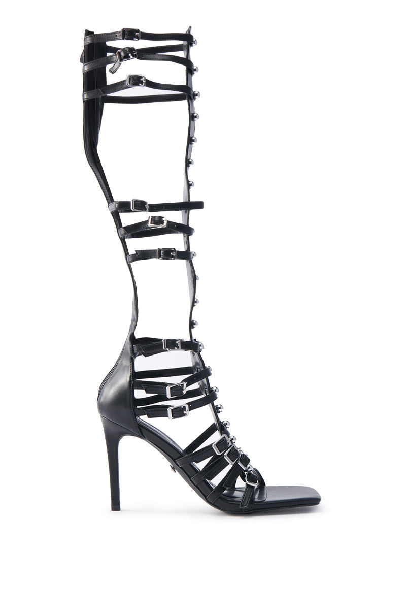 AZALEA WANG UNDERWOOD BLACK GLADIATOR STILETTO SANDAL