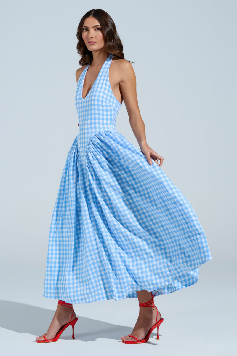 NEVER GONNA STOP PLAID MAXI DRESS