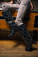 AZALEA WANG WELLS BLACK EMBELLISHED BOOT