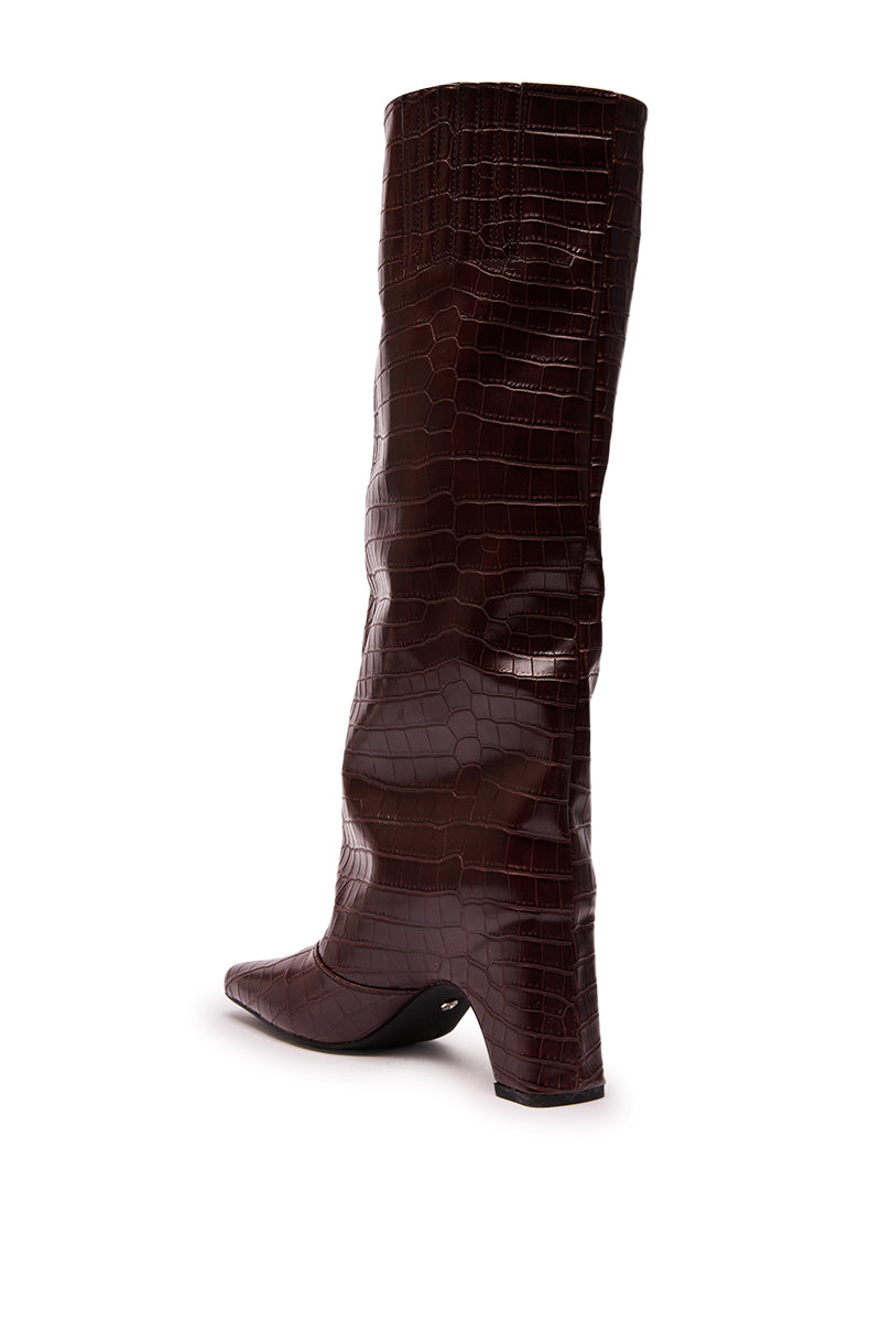 AZALEA WANG WELLS NEW BURGUNDY CROC BOOT