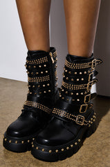 AZALEA WANG WINOLA BLACK BELTED BOOTIE