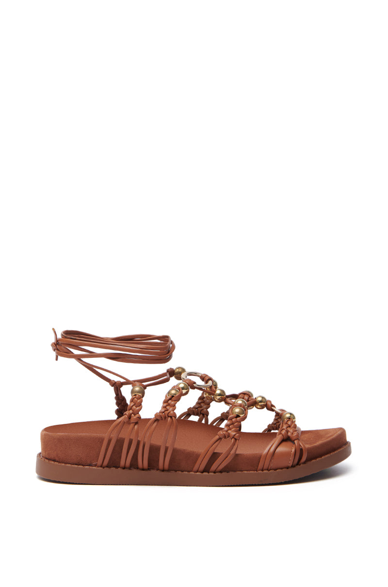 AZALEA WANG XYLA BROWN FAUX SUEDE SANDAL