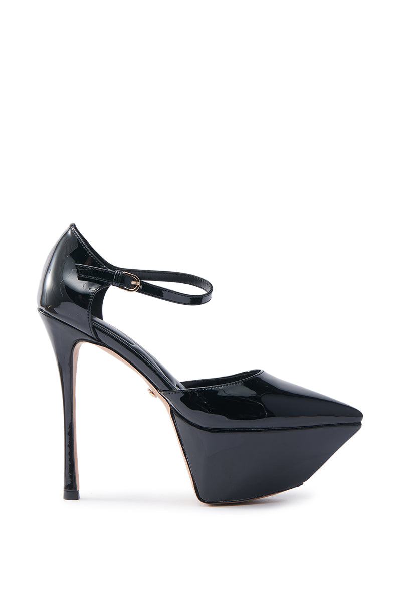 AZALEA WANG YASINA BLACK PATENT PUMP STILETTO