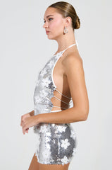 LOVE ME THE RIGHT WAY SLEEVELESS SEQUIN TOP IN SILVER