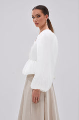MIMI V-NECK BLOUSE IN WHITE